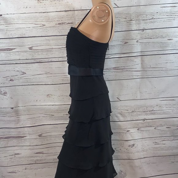 LIKE NEW FIESTA Long Black Layered Gown - Picture 3 of 7